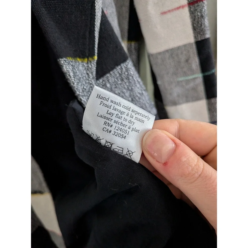 Anthropologie The Odells‎ Cairo Plaid Longline Blazer Jacket Black White XS